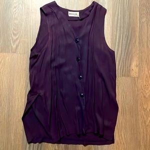 Vintage Briggs New York plum button down sleeveless cardigan